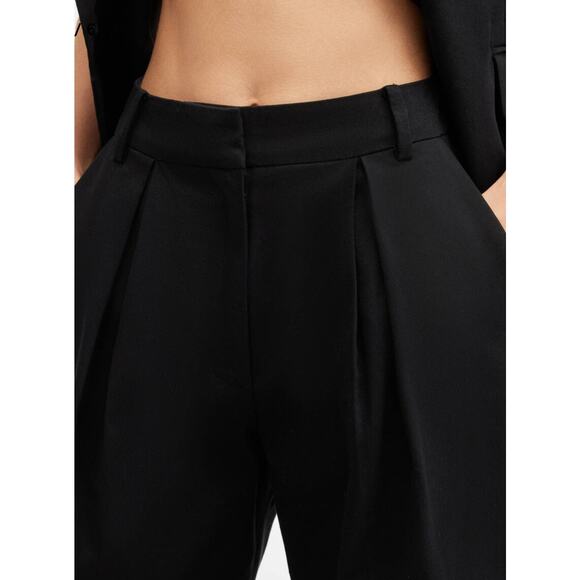 ALL SAINTS Relaxed Fit Wide Leg Pants Black High rise Women's Size 6 - Picture 2 of 9